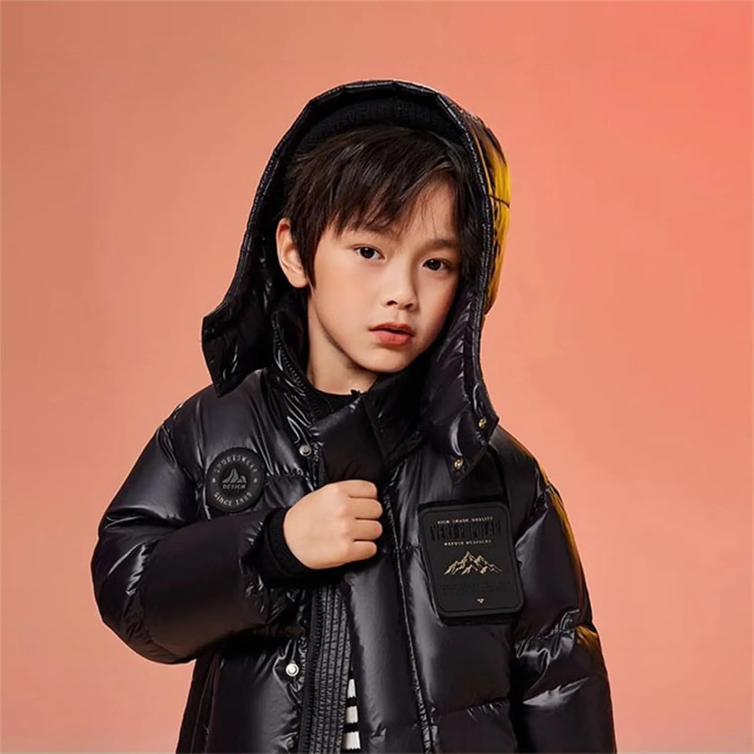 Boys Girls Long Jacket Hooded Down Coat Kids Puffer Down Jacket Thick Warm Coat Padded Winter Jacket Fashion