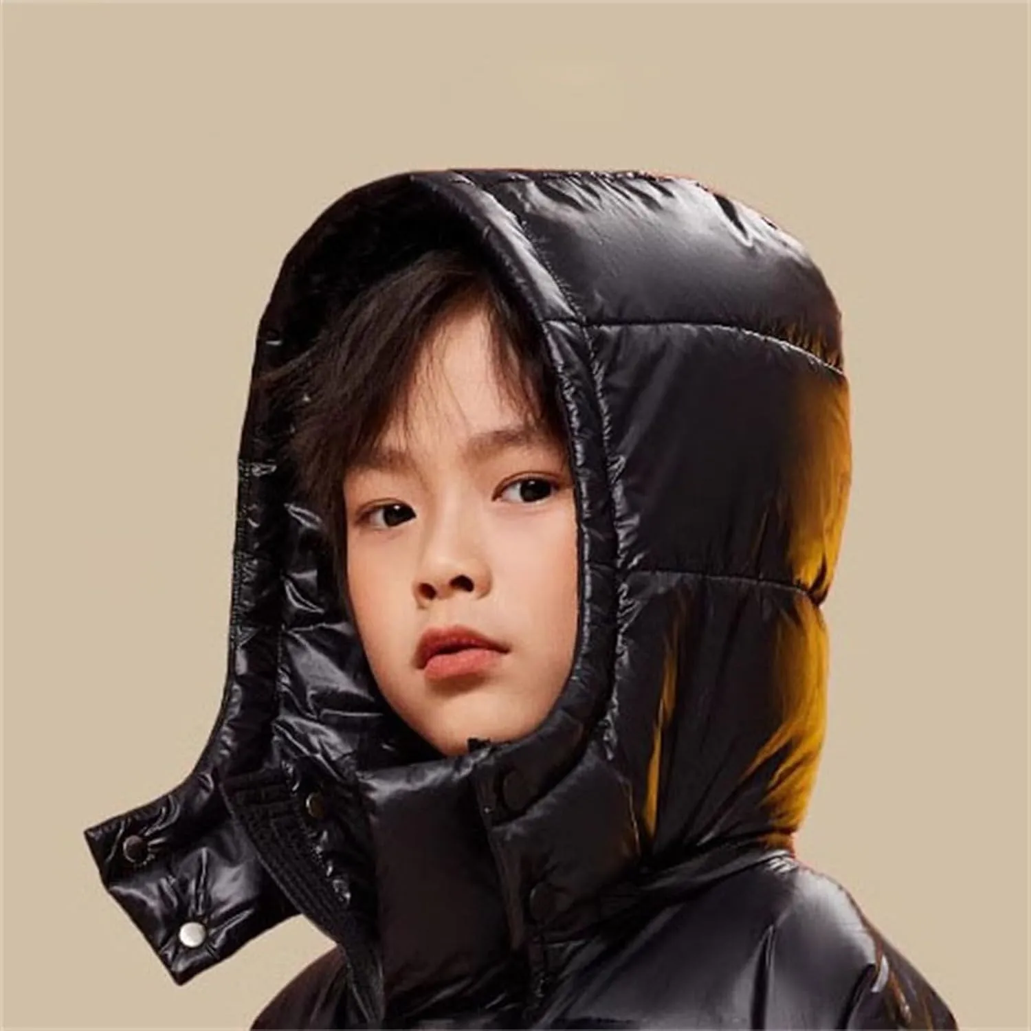 Boys Girls Long Jacket Hooded Down Coat Kids Puffer Down Jacket Thick Warm Coat Padded Winter Jacket Fashion