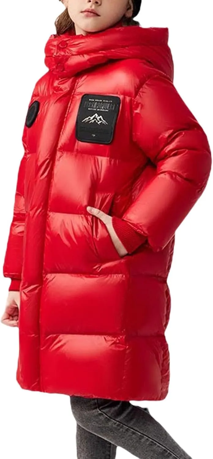 Boys Girls Long Jacket Hooded Down Coat Kids Puffer Down Jacket Thick Warm Coat Padded Winter Jacket Fashion