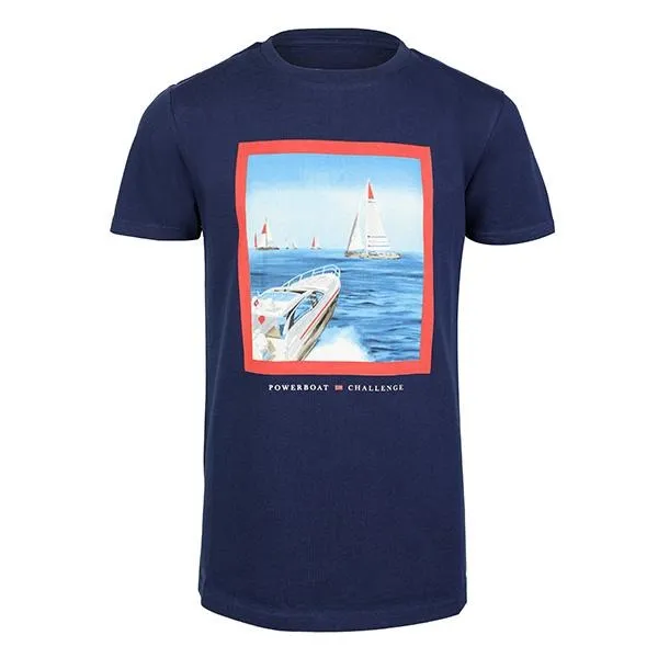 BOYS NAVY BLUE T-SHIRT WITH POWER BOAT