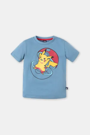 Boys' Pikachu Graphic Blue Half Sleeve Tee