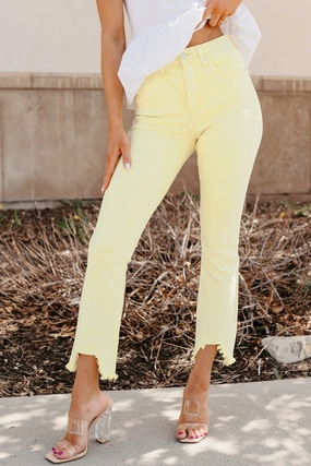 Low Bulk Side zipper Brad Tummy Control Kick Flare Saige Jeans (Yellow)