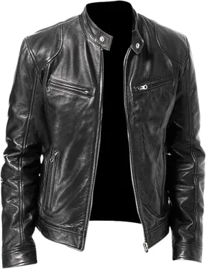 Brando Biker Quilted Diamond Vintage Leather Jacket – Classic Distressed Motorcycle Jacket for Men