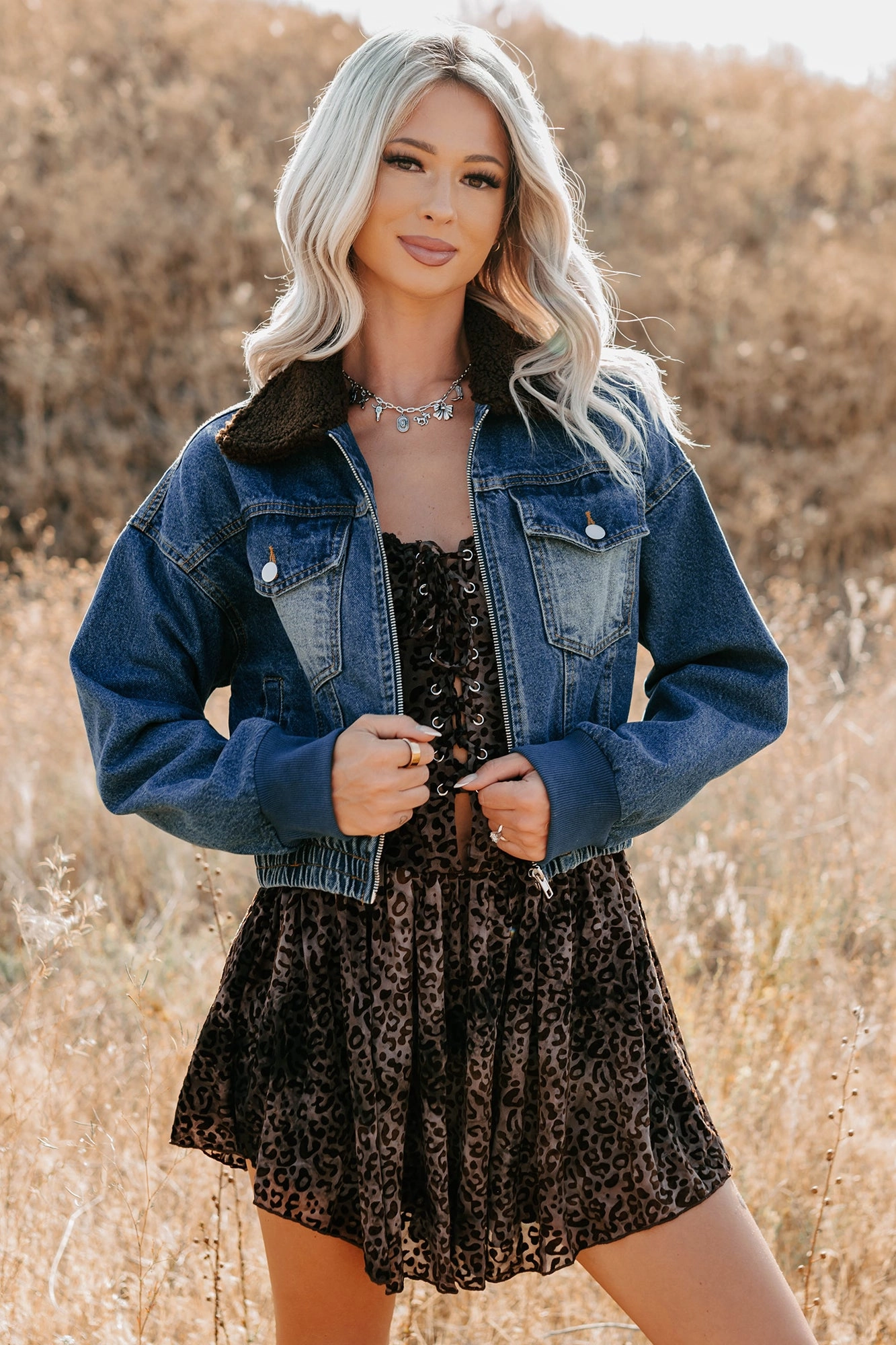 Breaking The Quiet Sherpa Collared Jacket (Denim) Reinforced Stitching Magnetic Closures