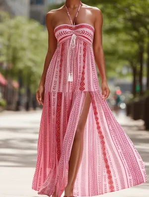 Boho Slit Halterneck Slip Dress ??Resort Collection Elegant Simplicity Chic Comfort