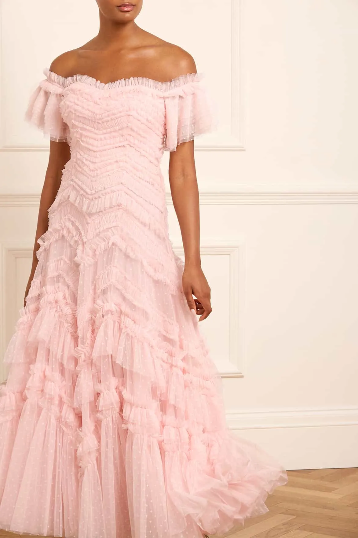 Breezy Fit Vibrant pattern Elia Off-Shoulder Gown