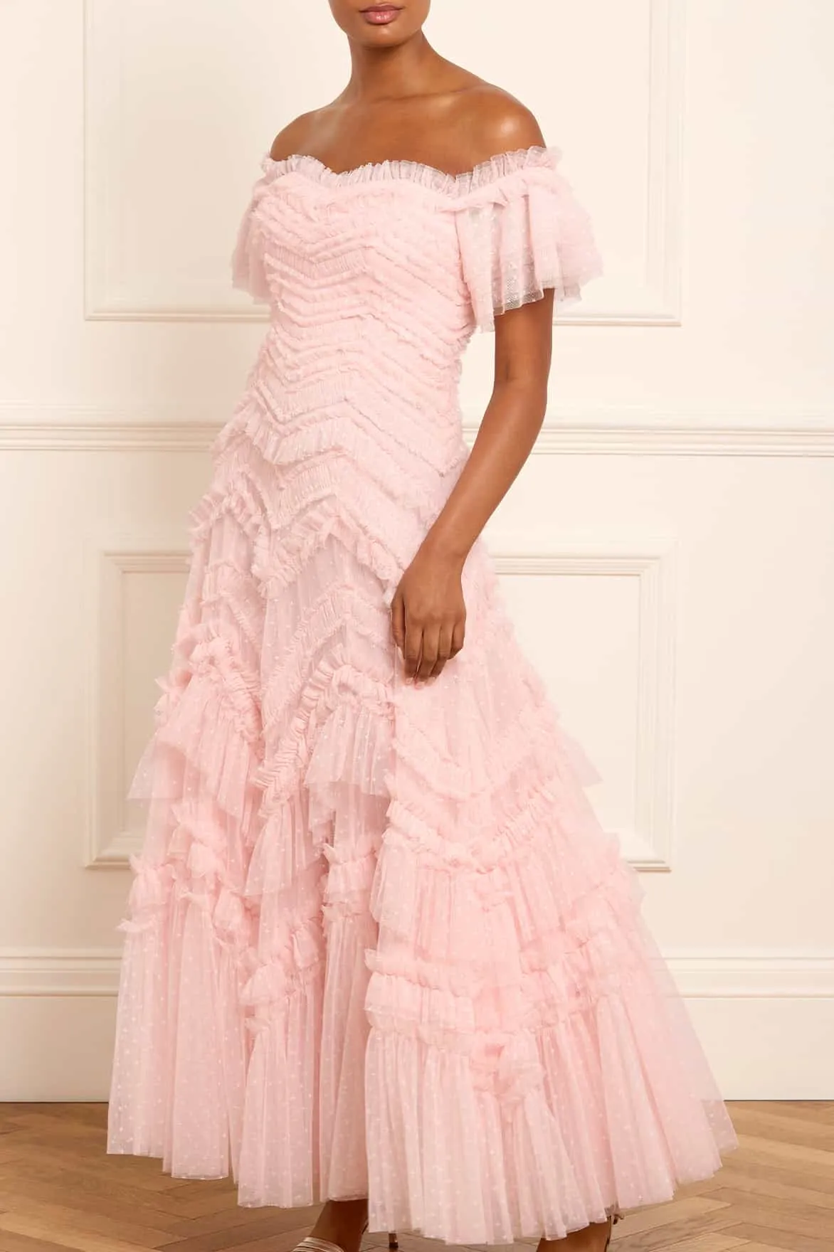 Elia Off-Shoulder Gown WrinkleResistantFinish