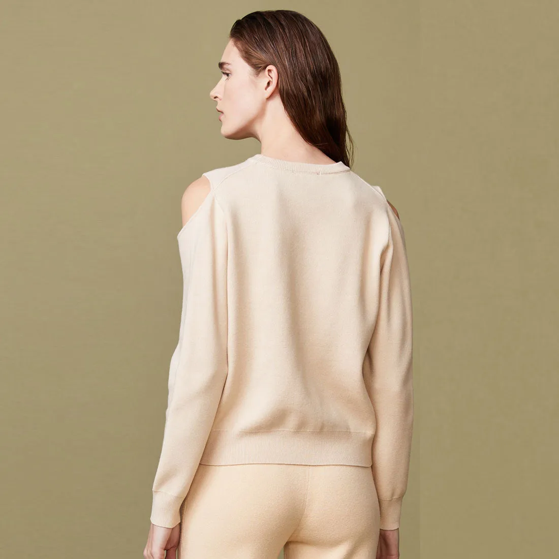 Supersoft Sweater Knit Cut Out Sweatshirt FrictionReducing Two Tone Texture Effect