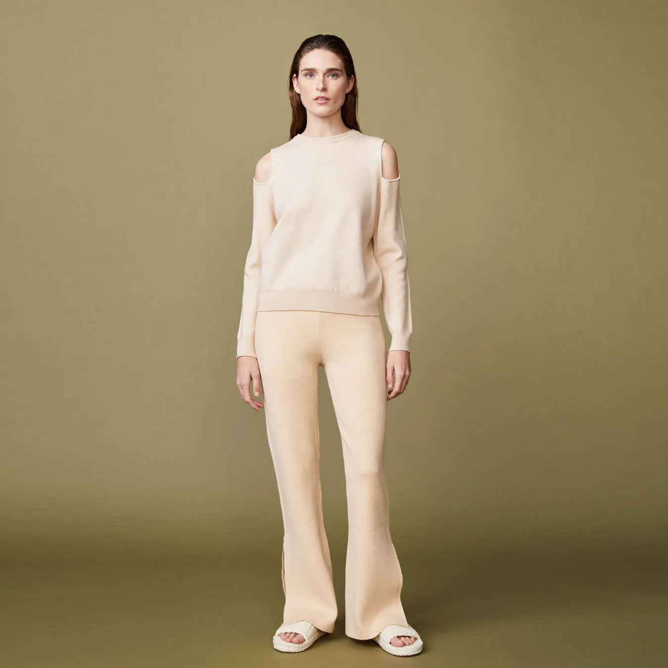 Supersoft Sweater Knit Cut Out Sweatshirt Chic Look MoistureWickingMaterial