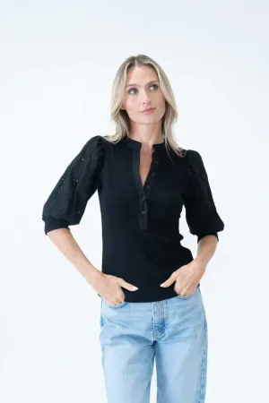 Six Fifty Ribbed Patterned Sleeve Tee FadeResistantTechnology