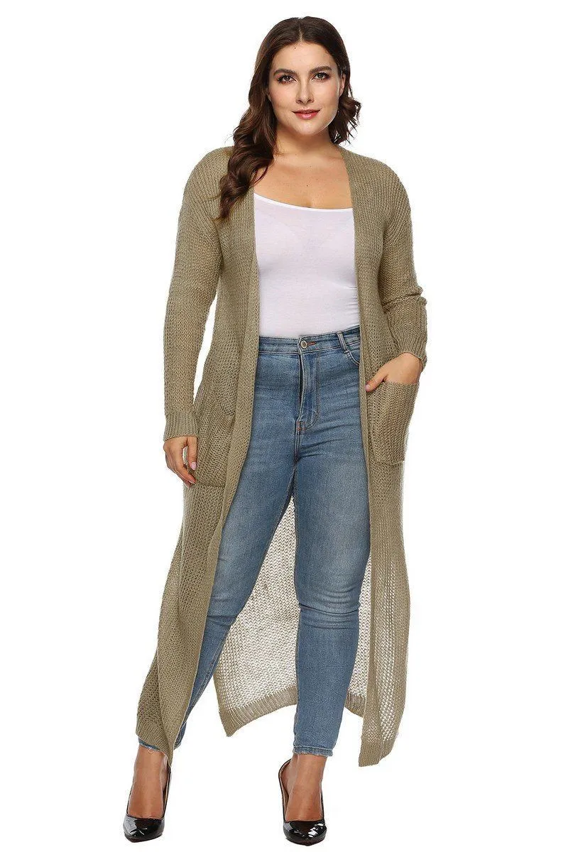 Relaxed Tank HighDensityFoam WOMEN PLUS SIZE OPEN FRONT LONG LENGTH CARDIGAN