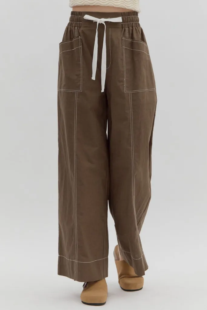 Delaney Wide Leg Pant Quick Release Buckle Flat waistband