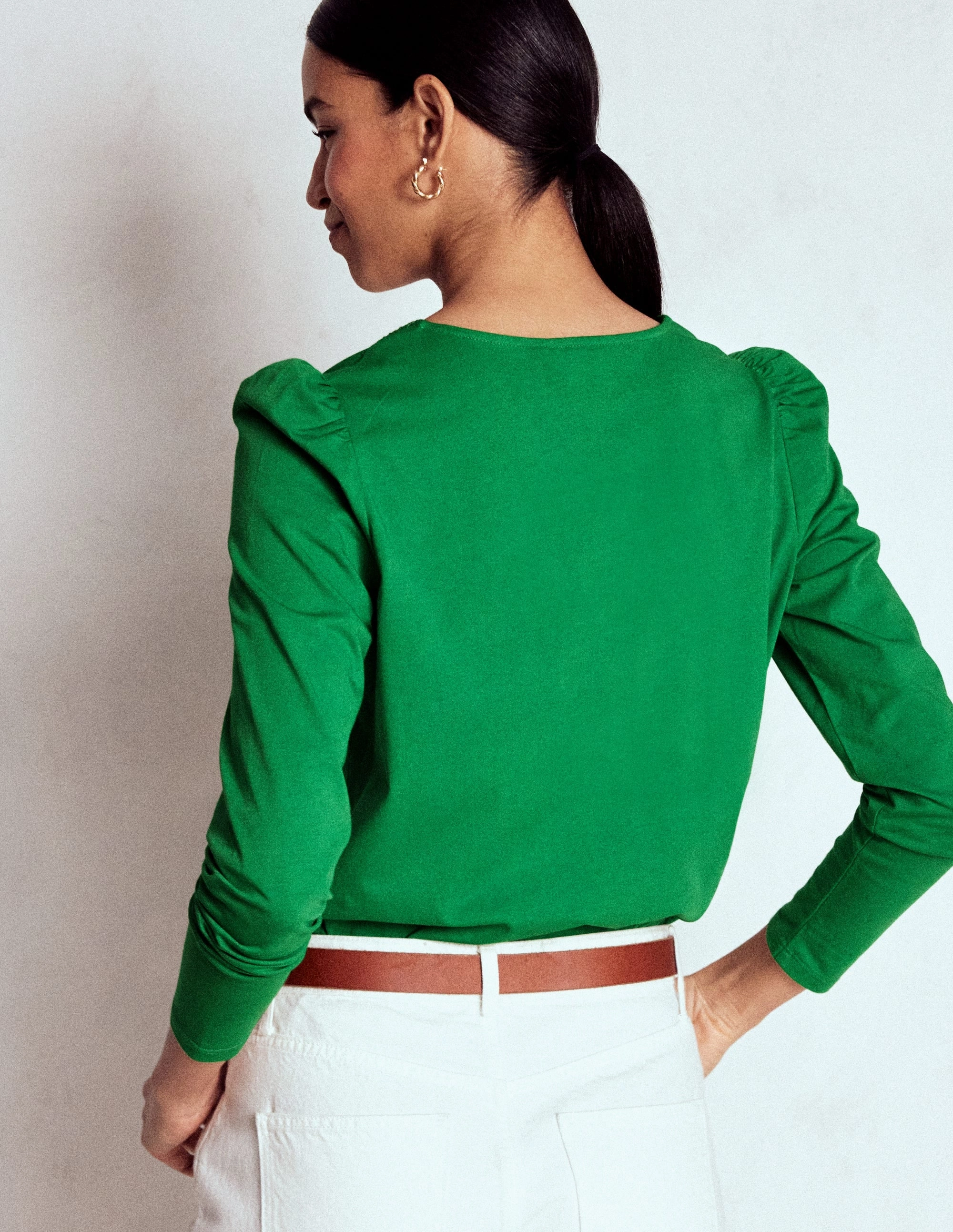 Flora Lace V-neck Top-Highland Green Sustainable Production Methods