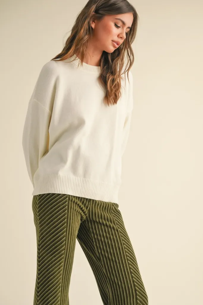 Brielle Crew Neck Sweater in Cream MinimalistCut