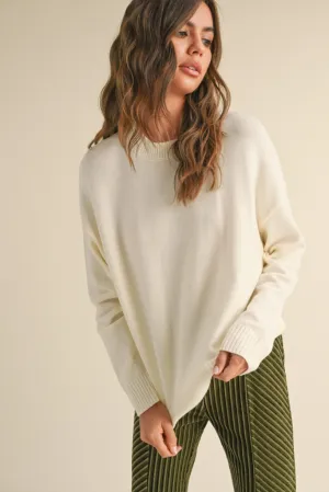 Brielle Crew Neck Sweater in Cream Unstructured Silhouette