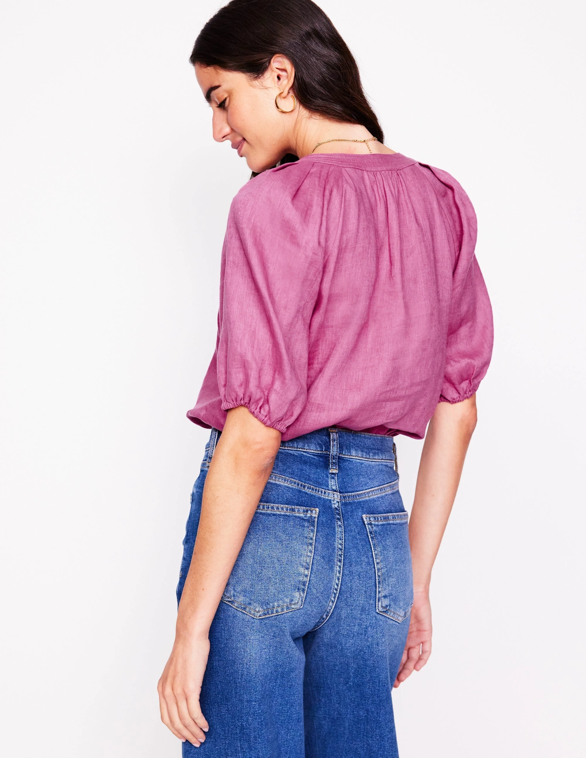 Brooke Linen Top-Purple Damson Snag Resistant Fabric