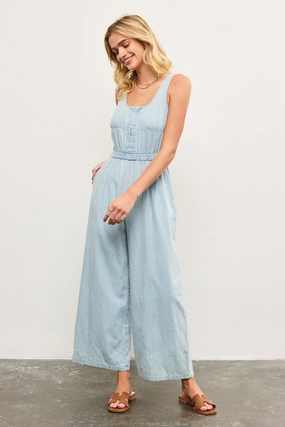 BROOKE WIDE-LEG DENIM JUMPSUIT Unique Singer