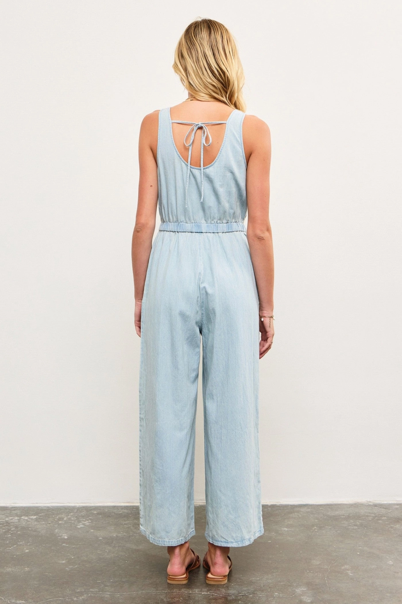 Sharp Dancer BROOKE WIDE-LEG DENIM JUMPSUIT