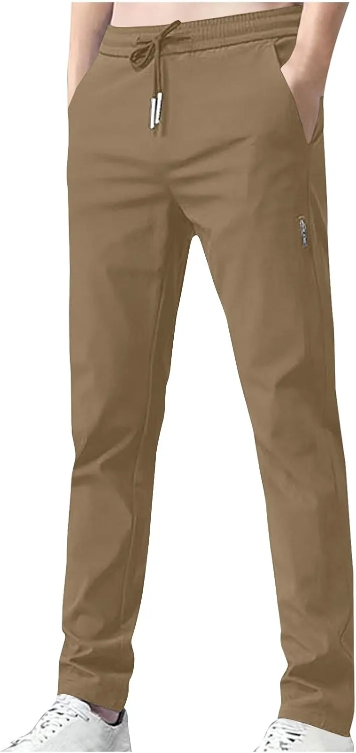 Brown Brunch Pants for Man Fall Summer Loose Fit Ruched Straight Leg Basic Long Leg Pants Man 2025 Clothing Fashion Country Concert Y2K 5XL