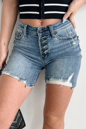 Bruce Mid Rise Distressed Judy Blue Shorts (Medium) Layering Piece Tough Build