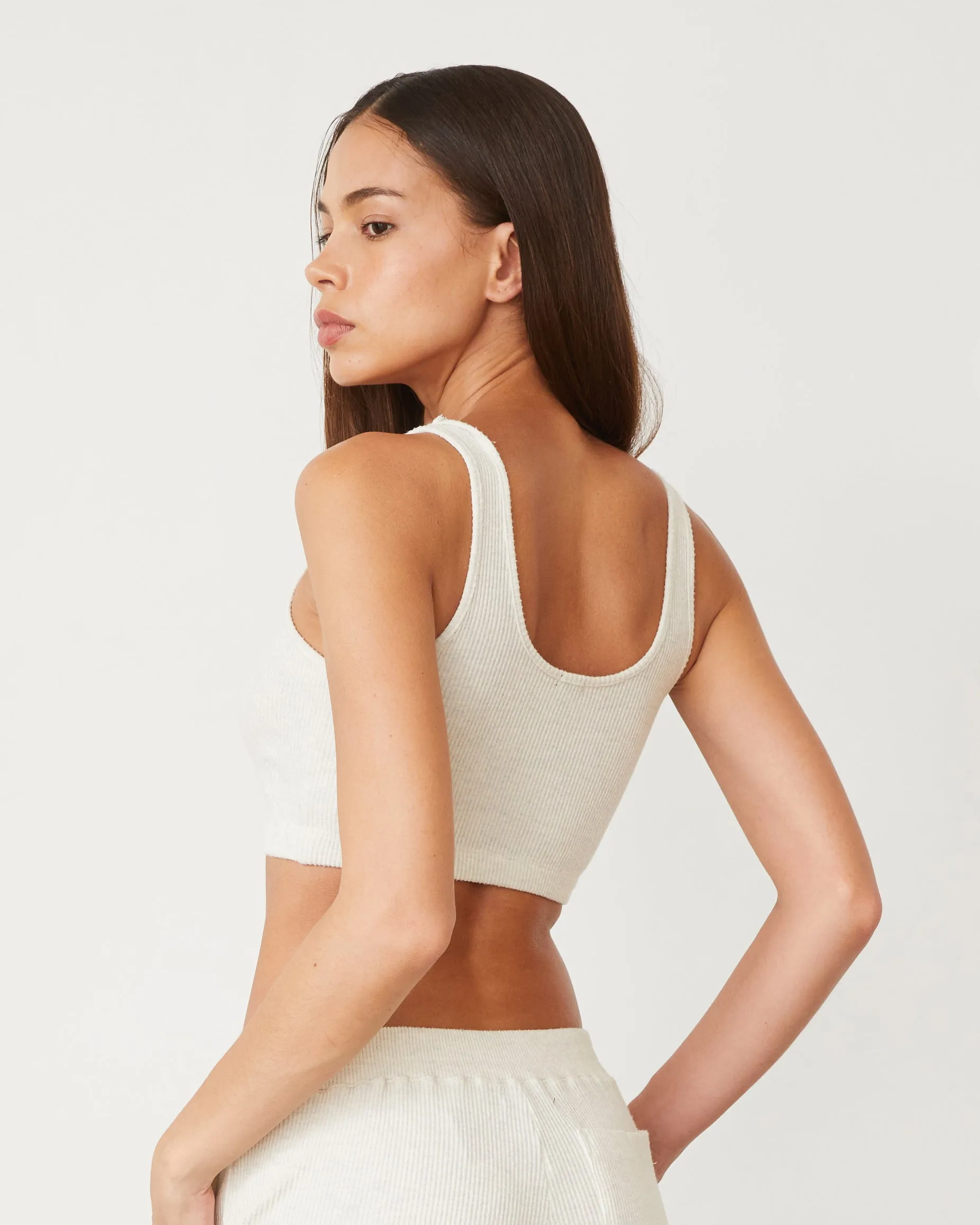 Flex Fit Shoulder Construction Loose Sweater Brushed Rib Bralette