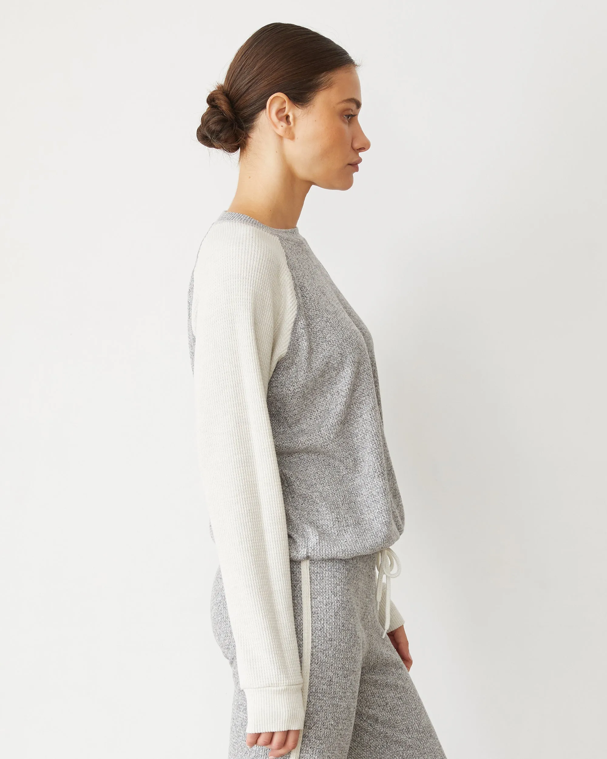 Flower Grace Brushed Thermal Color Block Raglan