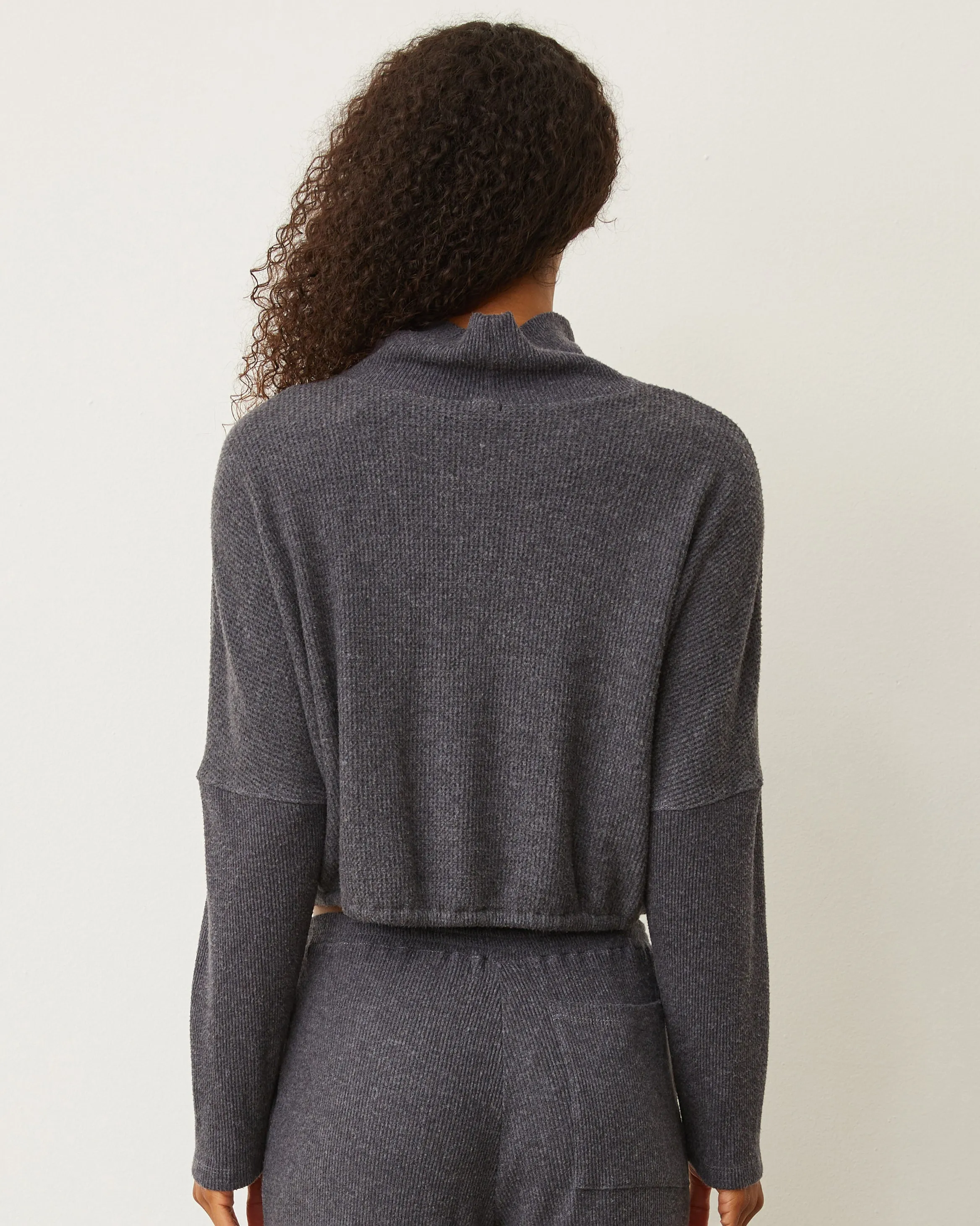 Soft Feel Brushed Thermal Drawcord Waist Sweatshirt