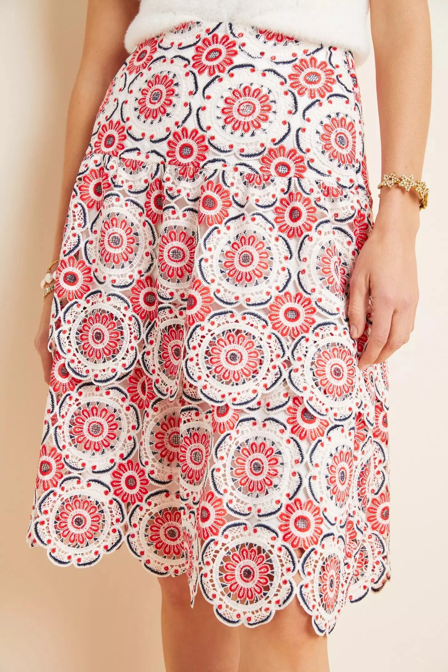 Everyday Look Brynn Embroidered Lace Midi Skirt
