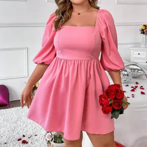 Dreamy Simplicity BUBBLE SLEEVE A-LINE CASUAL MINI DRESS_CWDSD3332
