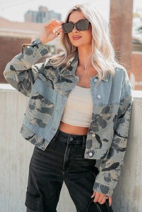 Built To Win Distressed Denim POL Jacket (Vintage Camo) Fresh Function Zippered Pockets