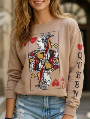 Casual printed loose long-sleeved sweatshirt Durable Overlock Stitch