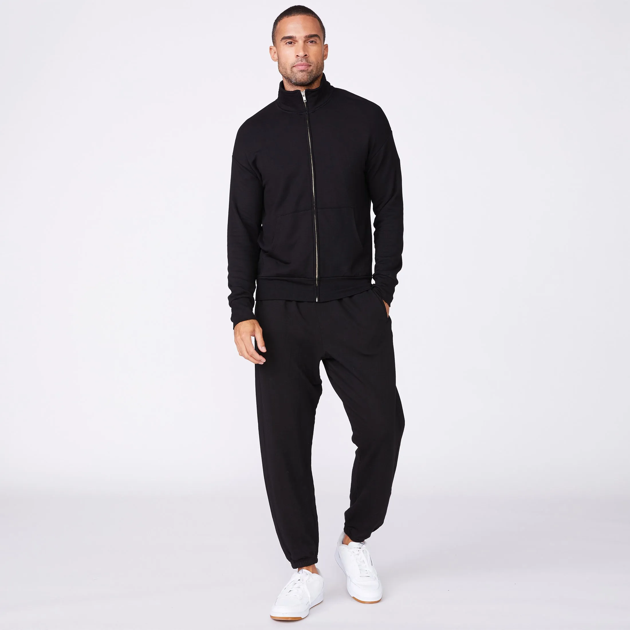 Mock Neck Zip Up Anti Static Cloth Blend Activewear Top