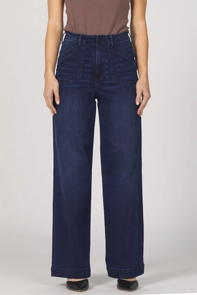 Ventilation Panel Drop Shoulder Silhouette Dear John Audrey High Rise Denim Jean in Moon Shade