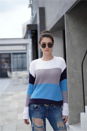 MULTI COLOR SWEATER Layered Panel Construction Bold Design