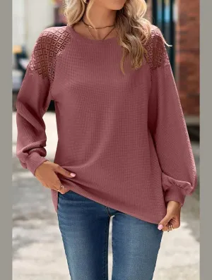 WOMEN LACED SHOULDER DETAILED CASUAL JUMPER TOP Eco friendly materials