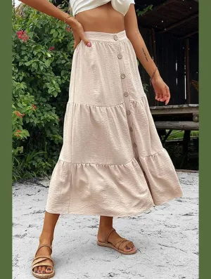 BUTTON DETAILED FLARE SKIRT Body Sculpting