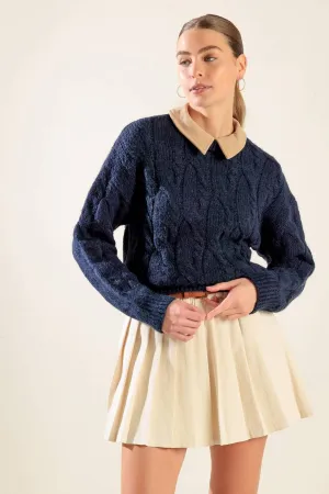 Cable-Knit Collar Sweater