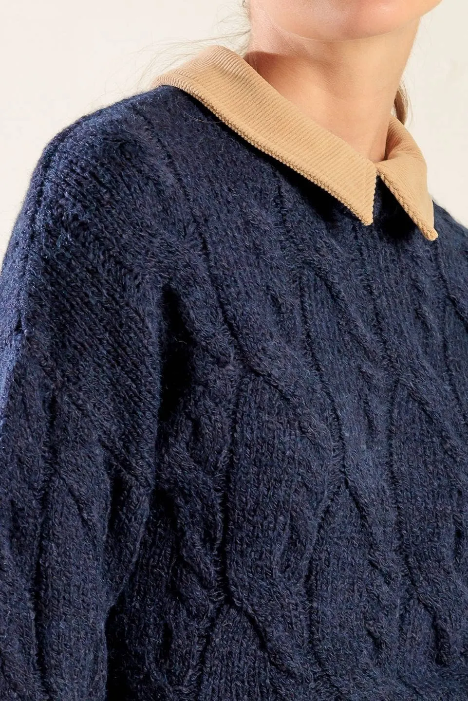 Cable-Knit Collar Sweater