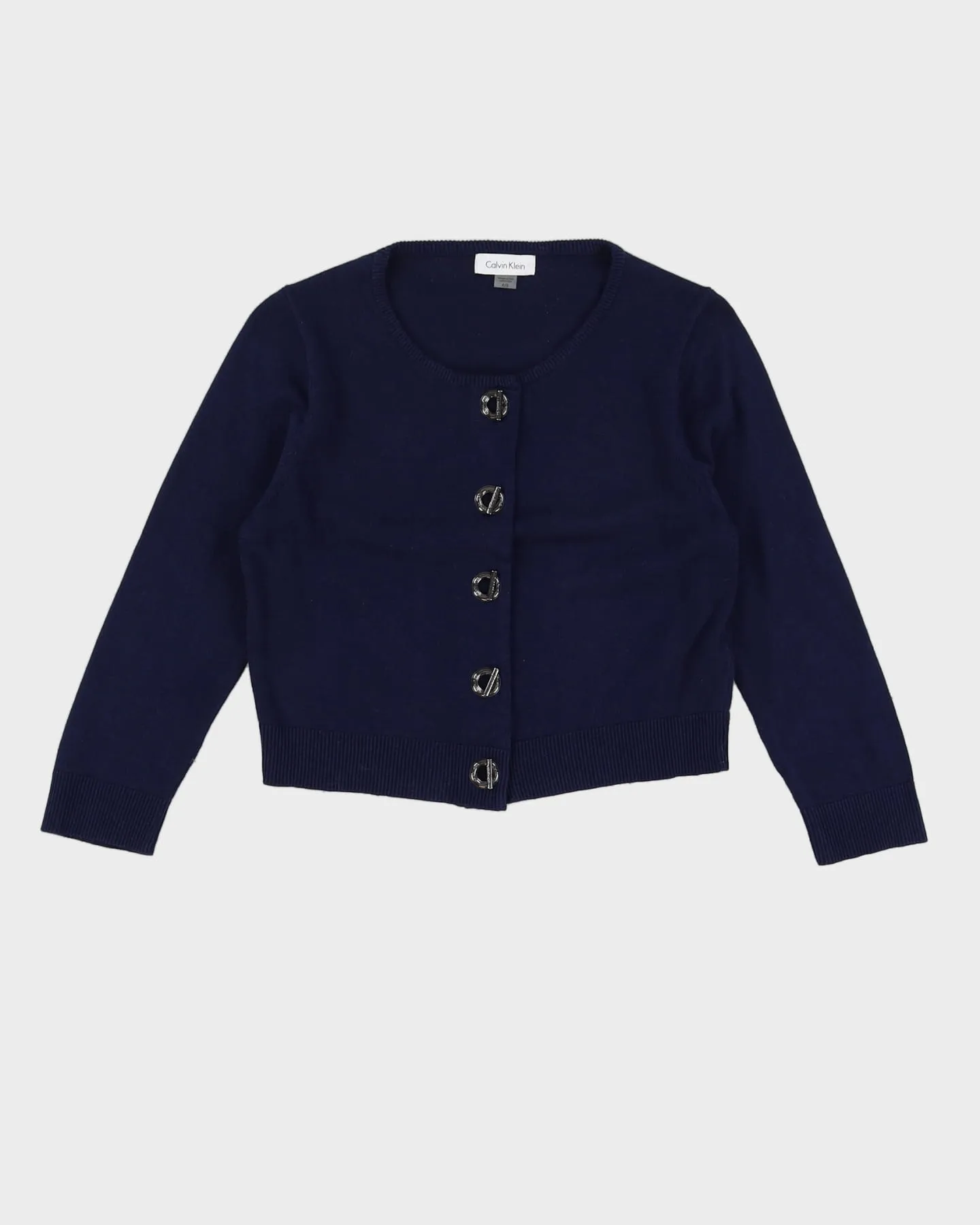 Calvin Klein Blue Cropped Knitted Cardigan - XS