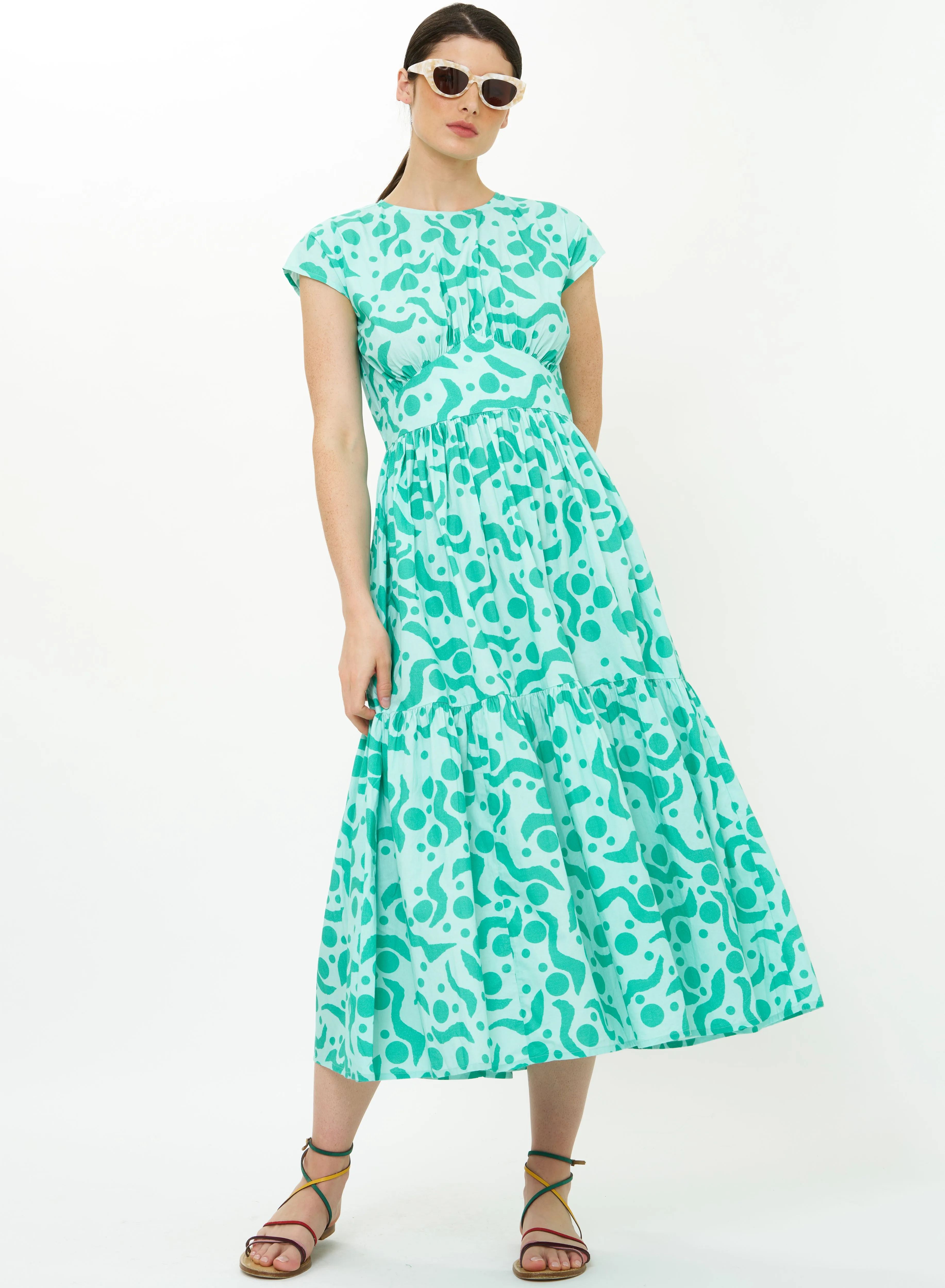 Cap Sleeve Midi Acadia Aqua Smart and Sleek