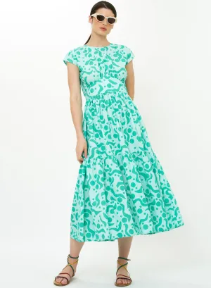 Cap Sleeve Midi Acadia Aqua Smart and Sleek