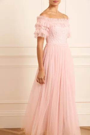 Midsummer Lace Bodice Off-Shoulder Ankle Gown Jewel Tones