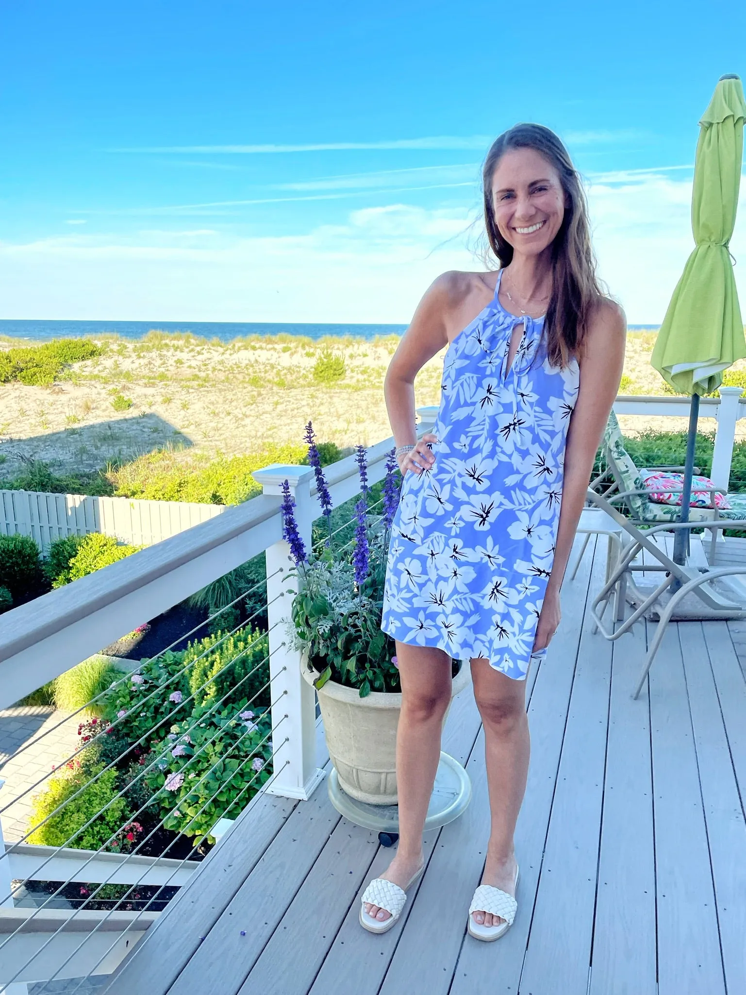 Cape May Dress Hibiscus Lilac Slim Silhouette