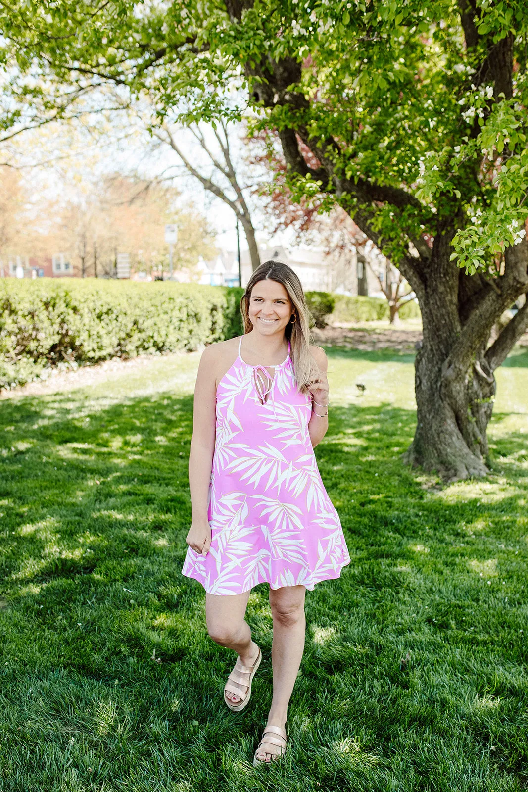 Layered Style Luxurious Texture Cape May Dress Palm Leaf Orchid