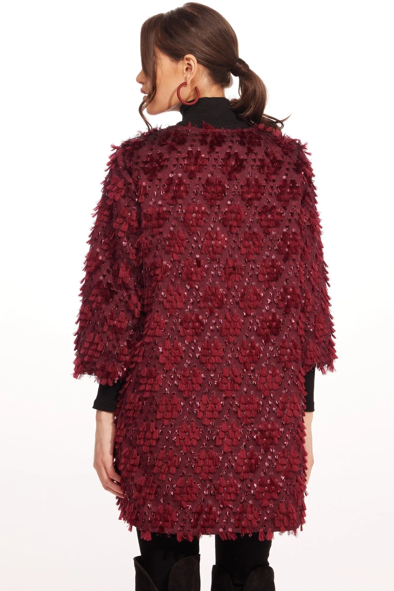 NonRestrictive Cut Pastel Shade Car Coat ?C Sangria Fizz