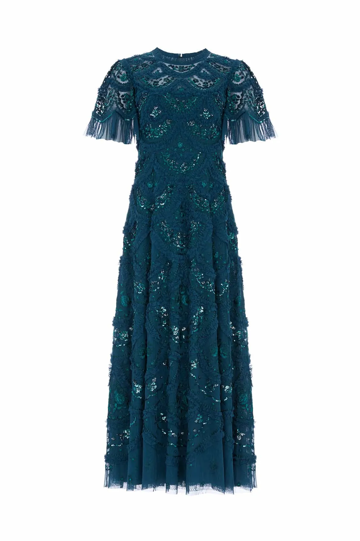 Carmen Ruffle Ankle Gown Crisp Detail