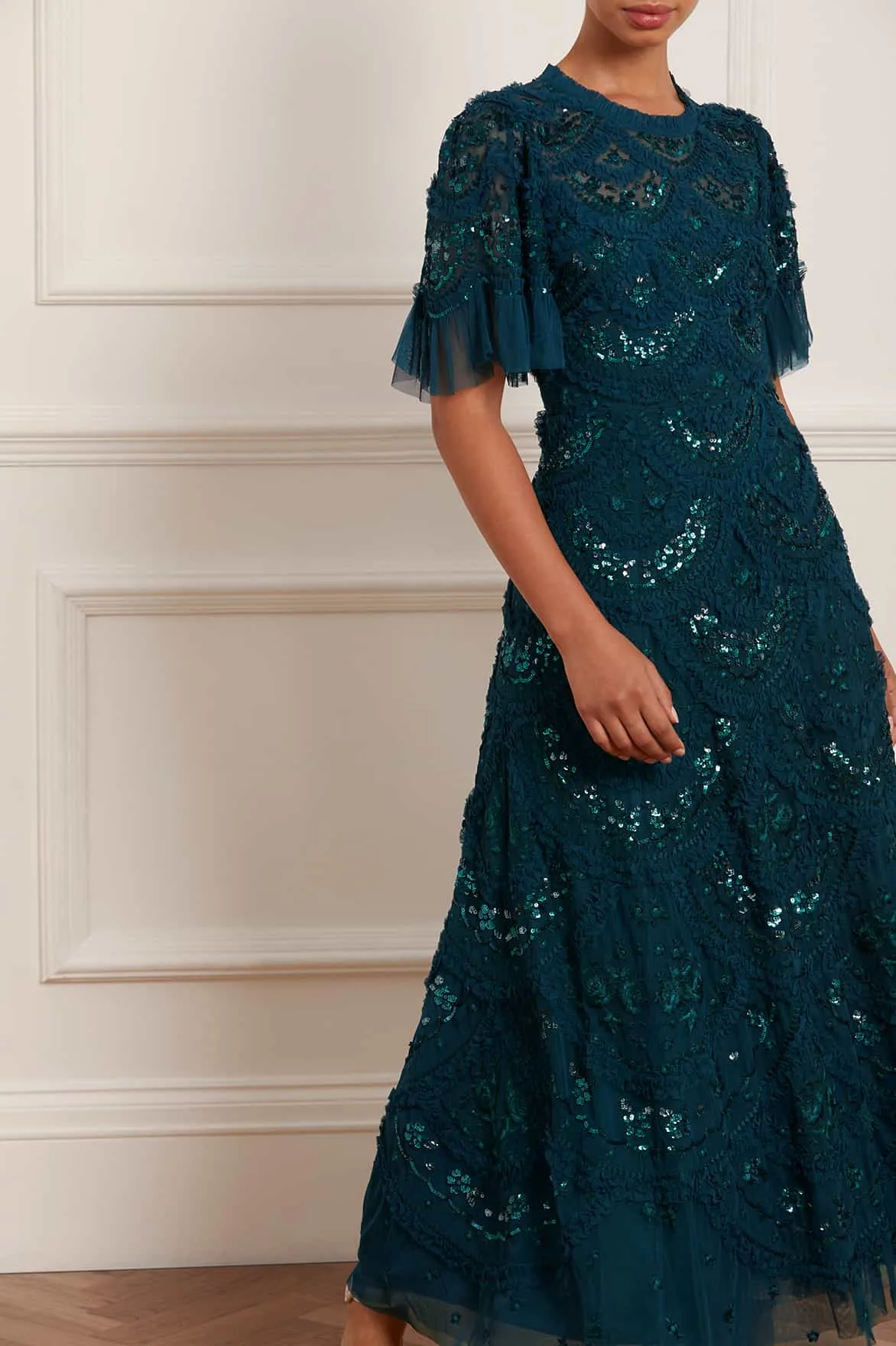 Work Look Carmen Ruffle Ankle Gown