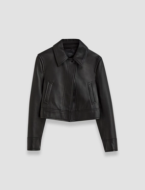 Storm Ready Round-neck Caron Nappa Leather Jacket