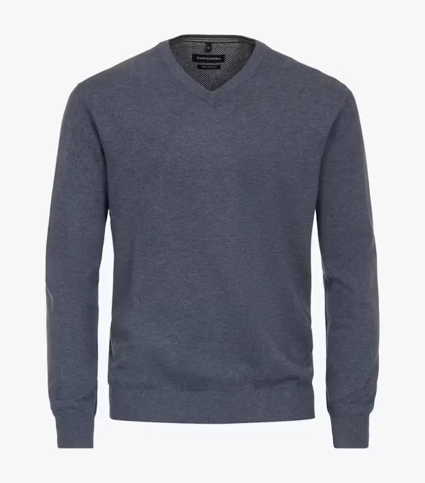 Casa Moda V-Neck Sweater 131 - Grey Medium Blue