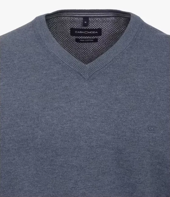 Casa Moda V-Neck Sweater 131 - Grey Medium Blue